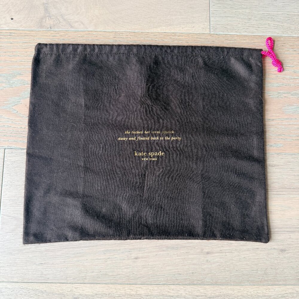 Kate Spade Cotton Canvas Dust Bag Brown with Pink Pull String